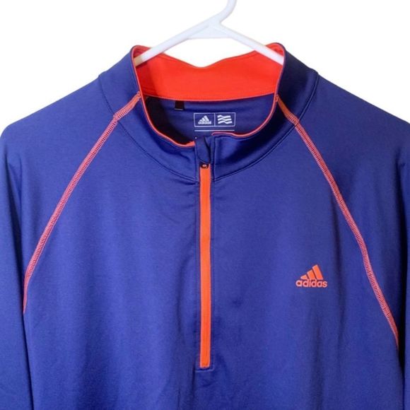 Adidas Pullover Jacket Navy Blue Orange Golf Activewear Casual Size Large - Picture 2 of 7